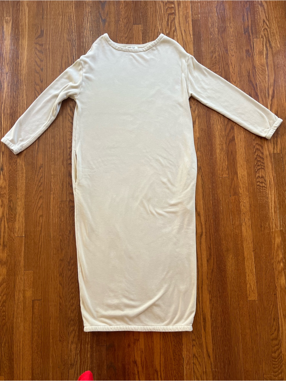 Black Crane Long Cream Sweatshirt Dress